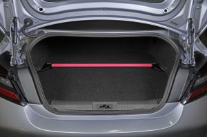 Subaru BRZ Strut Brace - Rear - Perrin Performance - Hyper Pink - `13-`25 Subaru BRZ Strut Brace - Rear - Perrin Performance - Hyper Pink - `13-`25